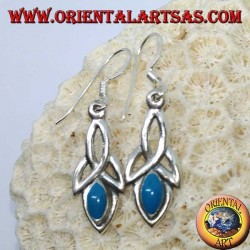 Pendientes de plata con nudo de tyrone y pasta turquesa.