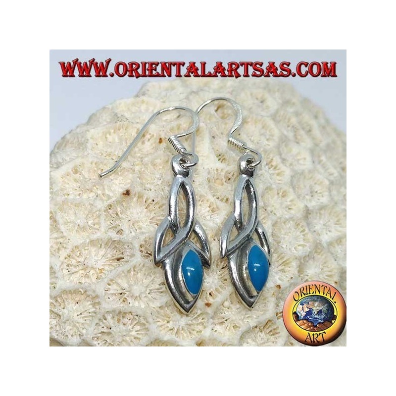 Boucles d'oreilles en argent avec noeud tyrone et pâte turquoise