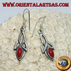 Silver earrings with tyrone knot and coral paste