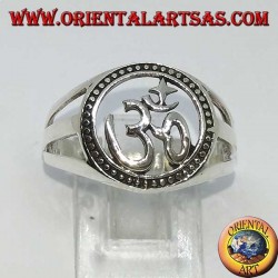 Silver ring with Aum or Om carved (ॐ) sacred letter of Hinduism