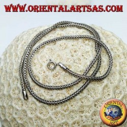 Silver necklace, snake link square section of 45 cm
