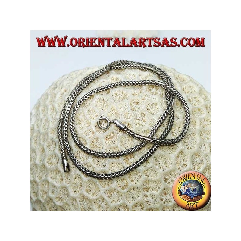 Collar de plata, sección cuadrada de eslabón de serpiente de 45cm