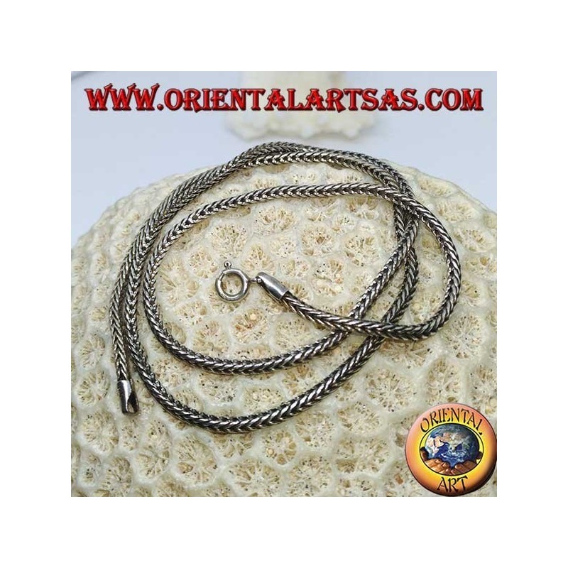 Collar de plata, sección cuadrada de eslabón de serpiente de 45cm