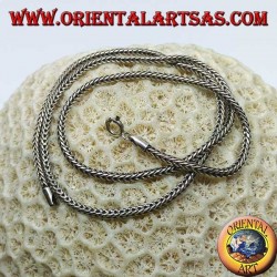 Silver necklace, snake link square section of 45 cm