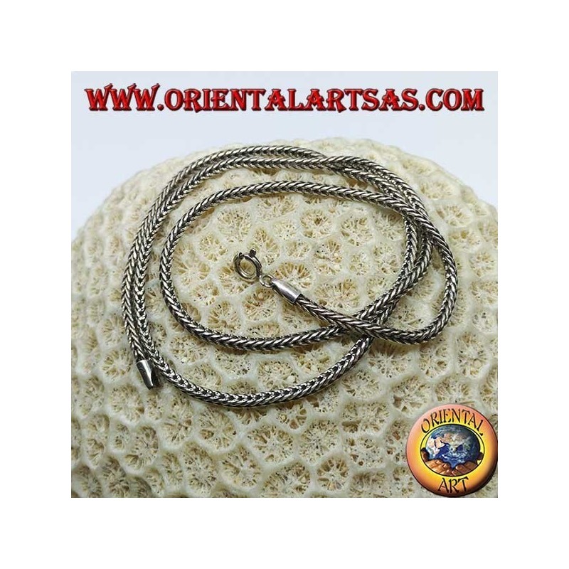 Collana  in argento, maglia snake sezione quadrata  di cm 45