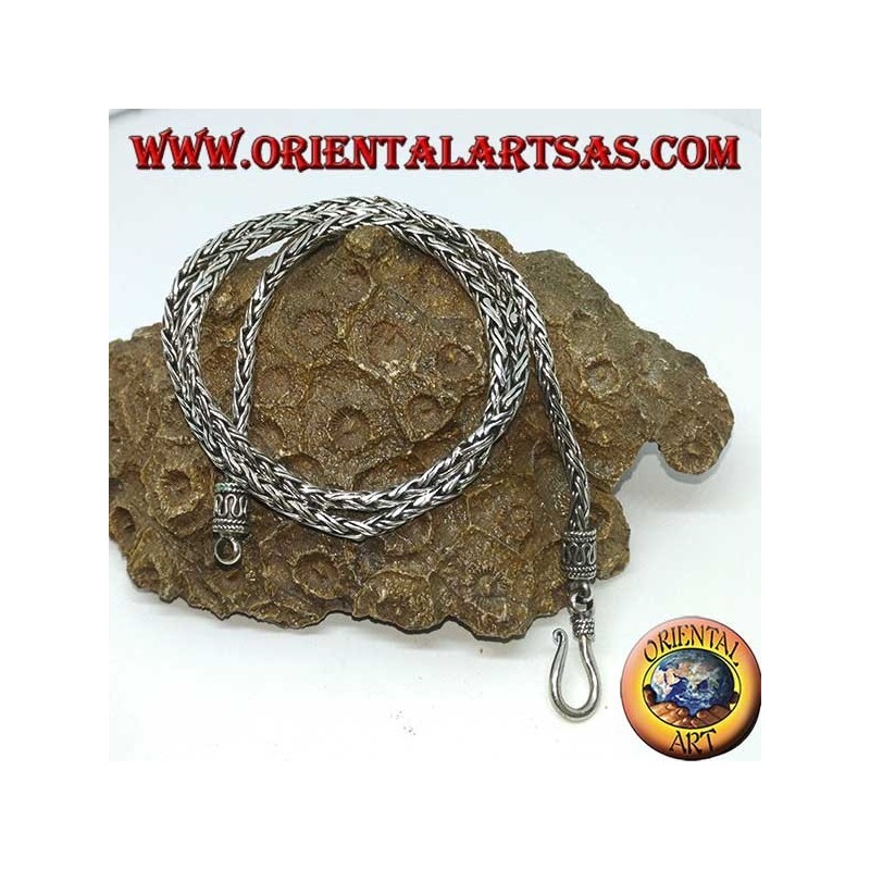 Silberkette, zwei Stränge 45 cm Geflecht