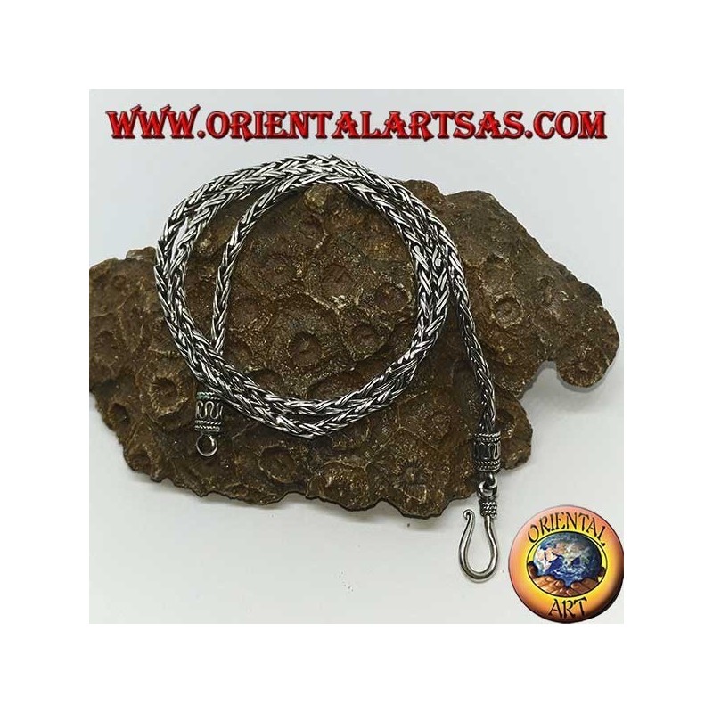 Silberkette, zwei Stränge 45 cm Geflecht