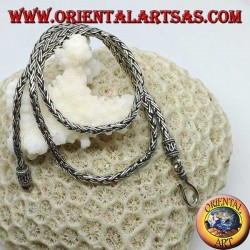 Collier en argent, tresse 45 cm à deux rangs