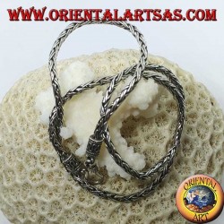 Collier en argent, tresse 45 cm à deux rangs