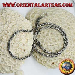 Collar de plata, trenzado de 45 cm y dos hilos.