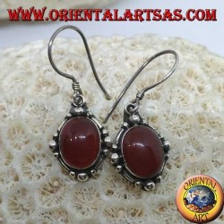 Boucles d'oreilles en argent avec cornaline ovale
