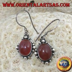 Boucles d'oreilles en argent avec cornaline ovale