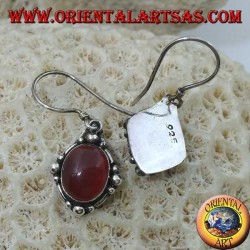 Pendientes colgantes de plata con cornalina ovalada