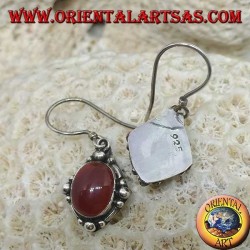 Boucles d'oreilles en argent avec cornaline ovale