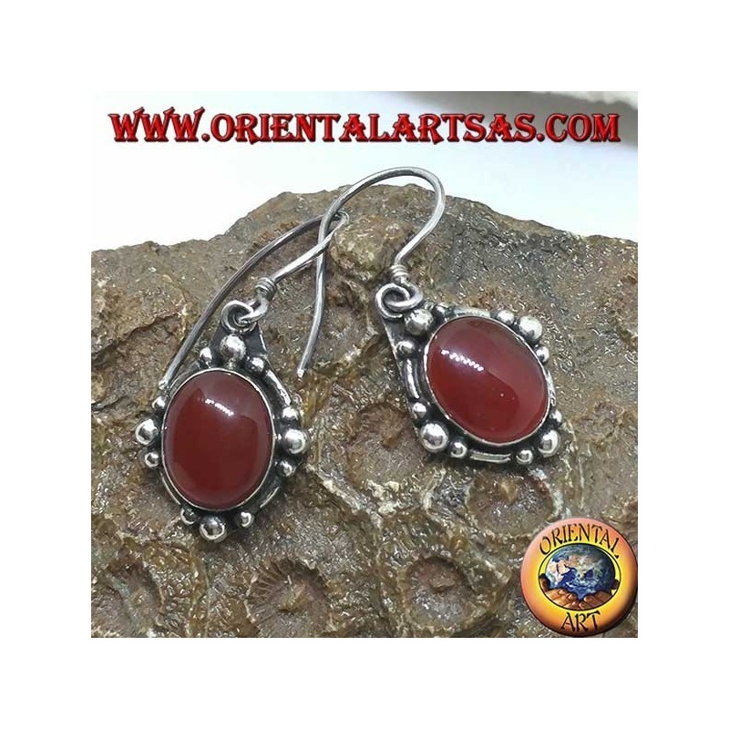Boucles d'oreilles en argent avec cornaline ovale