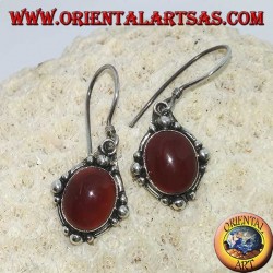 Boucles d'oreilles en argent avec cornaline ovale