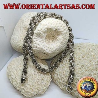 Collana in argento ad anelli alterni lisci e lavorati
