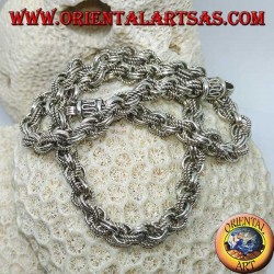 Collar de plata con anillos alternos lisos y trabajados