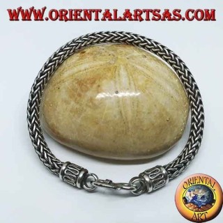 Snake weave silver bracelet, round section