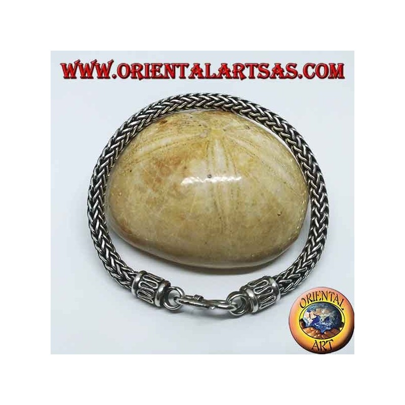 Bracelet en argent à armure de serpent, section ronde