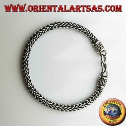 Pulsera de plata con tejido de serpiente, sección redonda