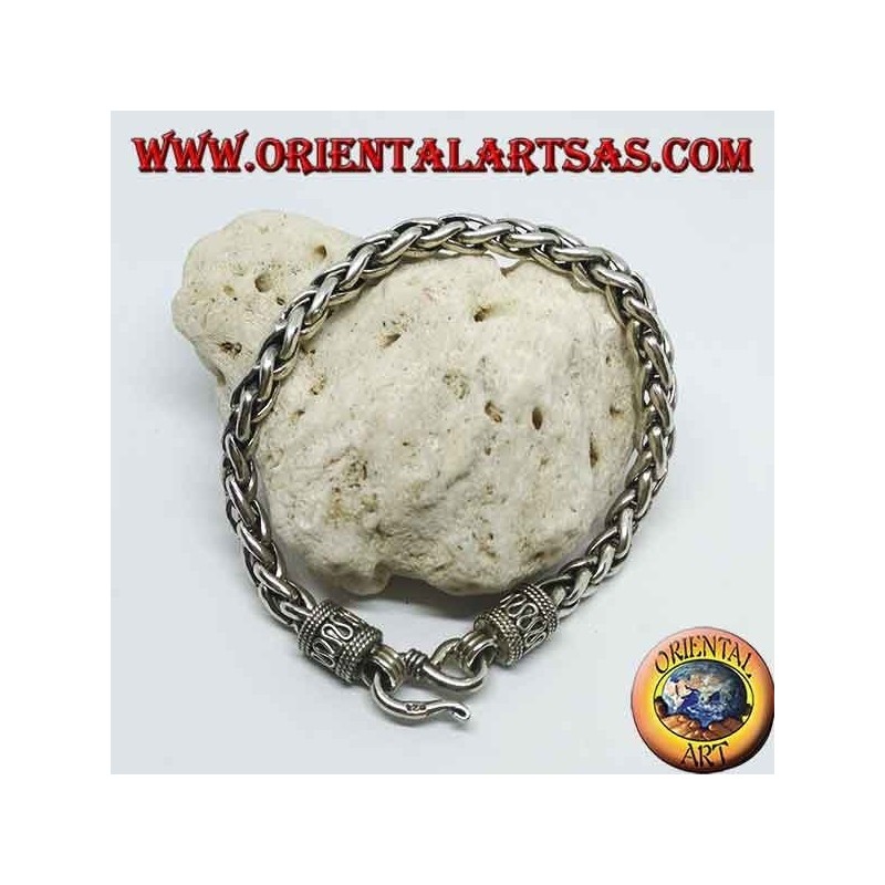 Bracciale Argento Anelli Intrecciati, Sezione Quadrata | Oriental Art