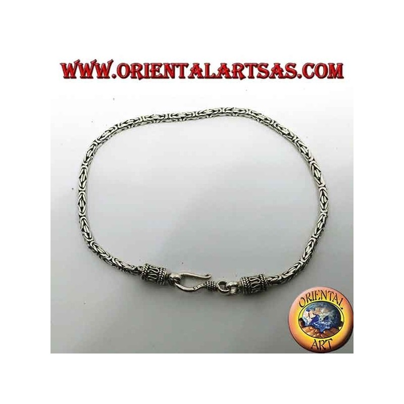 Pulsera de plata Borobudur, enlace bizantino de 2,5 mm.