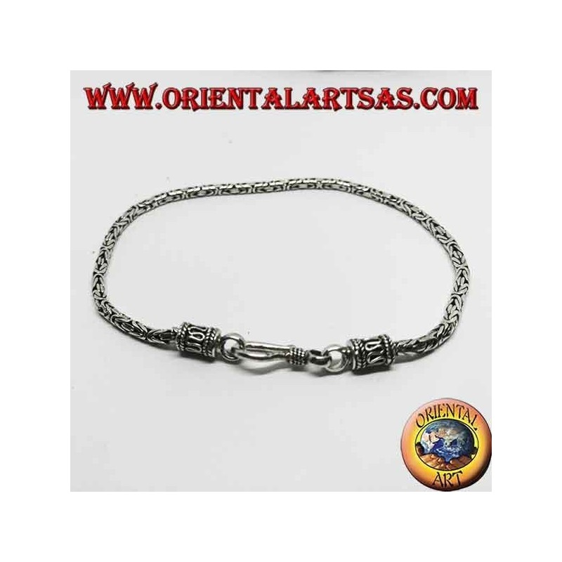 Bracelet en argent Borobudur, maillon byzantin de 2,5 mm