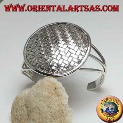 Bracelet en argent, bouclier rond avec bandes entrelacées