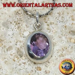 Silver pendant with beautiful natural Amethyst with a simple frame