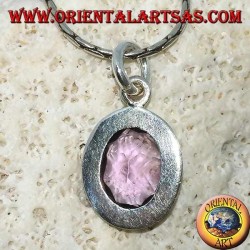 Pendentif en argent avec une belle améthyste naturelle avec un cadre simple
