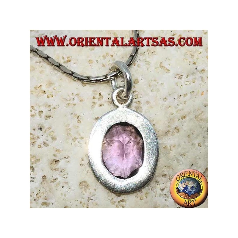 Pendentif en argent avec une belle améthyste naturelle avec un cadre simple