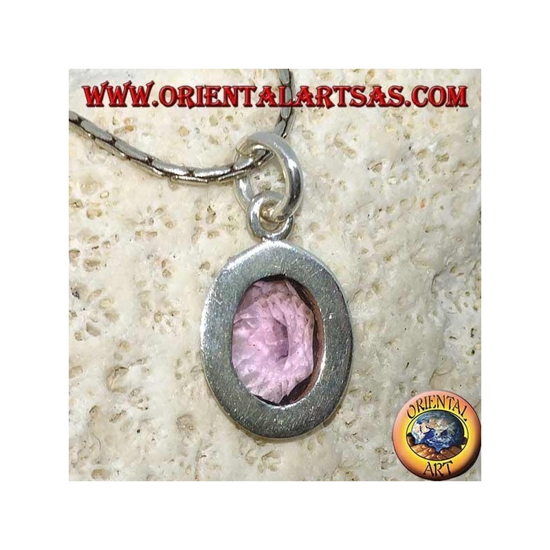 Pendentif en argent avec une belle améthyste naturelle avec un cadre simple
