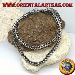Silver necklace, braided with a square section of (length 52 cm, thickness 5.3 mm 5.3)
