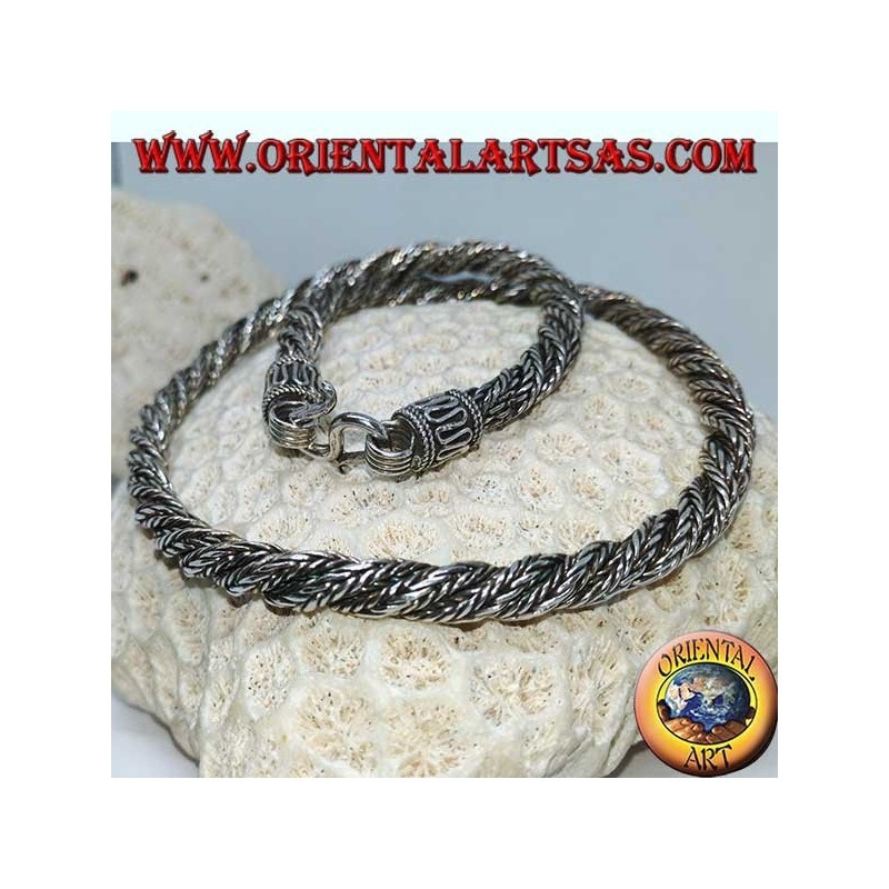 Collar de plata trenzado (45 cm de largo, 6 mm de grosor)