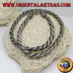 Collar de plata trenzado (45 cm de largo, 6 mm de grosor)