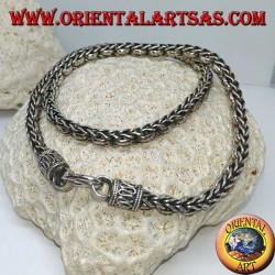 Collar de plata, trenza y anillos (longitud 45 cm, espesor 5,8 mm)