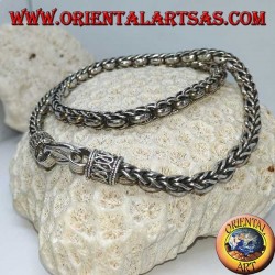 Silver necklace, braid and rings (length 45 cm, thickness 5.8 mm)