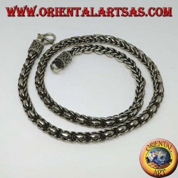 Silver necklace, braid and rings (length 45 cm, thickness 5.8 mm)