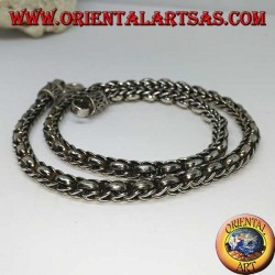 Collar de plata, trenza y anillos (longitud 45 cm, espesor 5,8 mm)