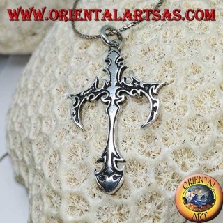 Ciondolo in argento croce tribale, gotica