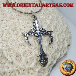 Colgante de plata, cruz tribal gótica