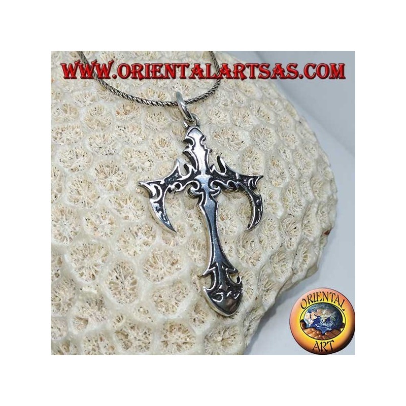 Silver pendant, Gothic tribal cross
