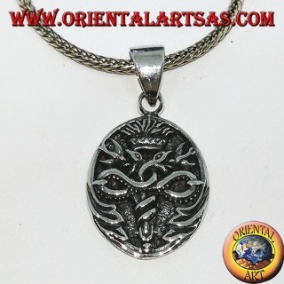 Médaille pendentif en argent du caducée d'Hermès en discret