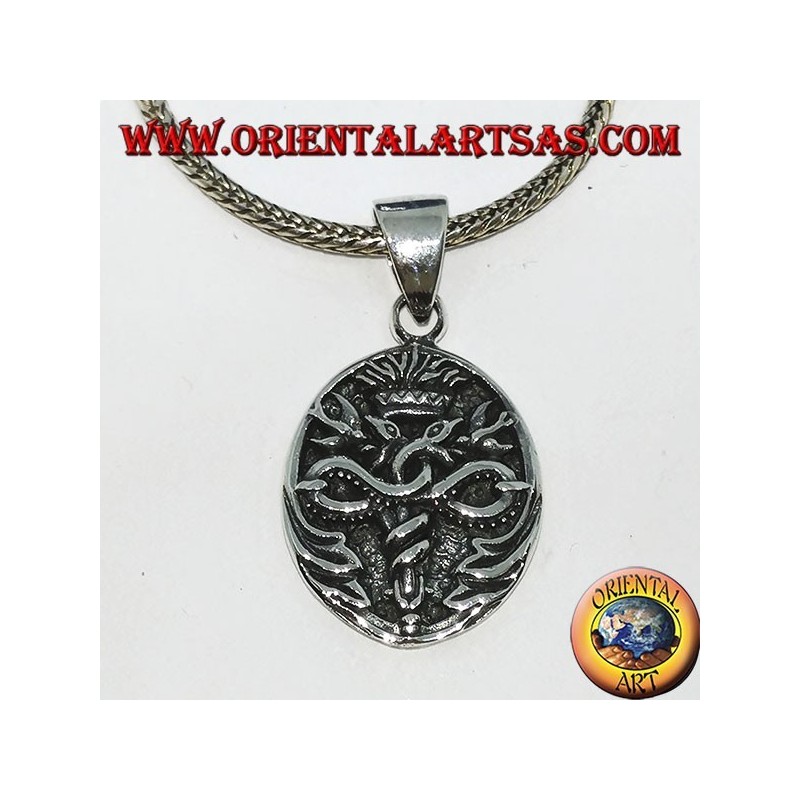 Medalla colgante de plata del caduceo de Hermes en bajo perfil