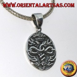 Medalla colgante de plata del caduceo de Hermes en bajo perfil