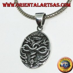 Medalla colgante de plata del caduceo de Hermes en bajo perfil