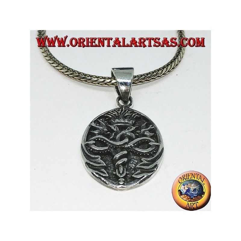 Medalla colgante de plata del caduceo de Hermes en bajo perfil