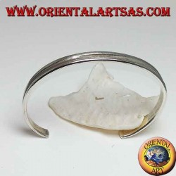 Rigid silver bracelet with a hollowed line in the center