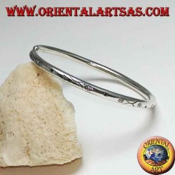 Bracelet en argent rigide, fil rond mm. 3.5 gravé à la main